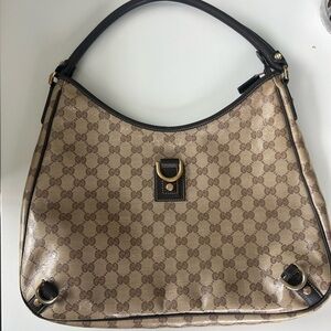 Gucci Tan and Brown Monogram Shoulder Bag